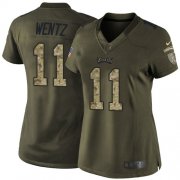 Wholesale Cheap Nike Eagles #11 Carson Wentz Green Women's Stitched NFL Limited 2015 Salute to Service Jersey