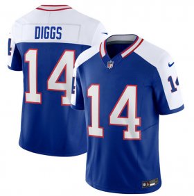Wholesale Cheap Men\'s Buffalo Bills #14 Stefon Diggs Blue White 2023 F.U.S.E. Throwback Vapor Untouchable Limited Football Stitched Jersey