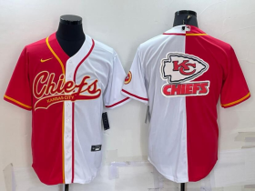 Wholesale Cheap Men\'s Kansas City Chiefs Red White Team Big Logo With Patch Cool Base Stitched Baseball Jersey