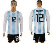 Wholesale Cheap Argentina #12 Guzman Home Long Sleeves Soccer Country Jersey