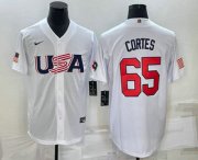 Cheap Men's USA Baseball #65 Nestor Cortes 2023 White World Classic Stitched Jersey