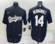Wholesale Cheap Men's Los Angeles Dodgers #14 Enrique Hernandez Black Turn Back The Clock Stitched Cool Base Jersey