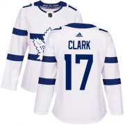 Wholesale Cheap Adidas Maple Leafs #17 Wendel Clark White Authentic 2018 Stadium Series Women's Stitched NHL Jersey