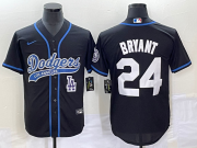 Wholesale Cheap Men's Los Angeles Dodgers #24 Kobe Bryant Black With Patch Cool Base Stitched Baseball Jersey1