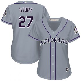 Wholesale Cheap Rockies #27 Trevor Story Grey Road Women\'s Stitched MLB Jersey
