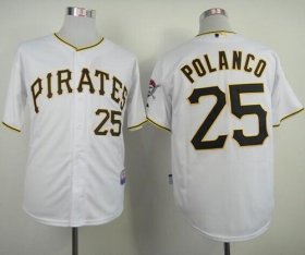 Wholesale Cheap Pirates #25 Gregory Polanco White Cool Base Stitched MLB Jersey