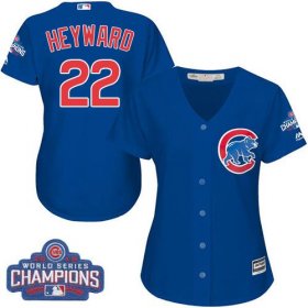 Wholesale Cheap Cubs #22 Jason Heyward Blue Alternate 2016 World Series Champions Women\'s Stitched MLB Jersey