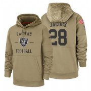 Wholesale Cheap Oakland Raiders #28 Josh Jacobs Nike Tan 2019 Salute To Service Name & Number Sideline Therma Pullover Hoodie