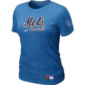 Wholesale Cheap Women\'s New York Mets Nike Short Sleeve Practice MLB T-Shirt Indigo Blue