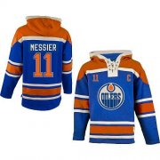Wholesale Cheap Oilers #11 Mark Messier Light Blue Sawyer Hooded Sweatshirt Stitched NHL Jersey