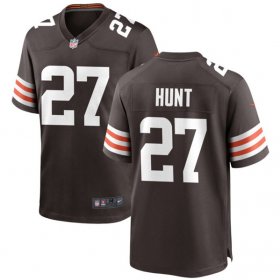 Men\'s Cleveland Browns #27 Kareem Hunt Brown Stitched Game Jersey