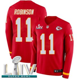 Wholesale Cheap Nike Chiefs #11 Demarcus Robinson Red Super Bowl LIV 2020 Team Color Men\'s Stitched NFL Limited Therma Long Sleeve Jersey