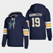 Wholesale Cheap St. Louis Blues #19 Jay Bouwmeester Blue adidas Lace-Up Pullover Hoodie