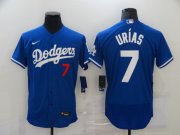 Wholesale Cheap Men's Los Angeles Dodgers #7 Julio Urias Blue Stitched MLB Cool Base Nike Jersey