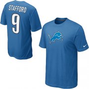 Wholesale Cheap Nike Detroit Lions #9 Matthew Stafford Name & Number NFL T-Shirt Blue