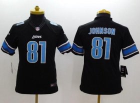 Wholesale Cheap Nike Lions #81 Calvin Johnson Black Alternate Youth Stitched NFL Limited Jersey