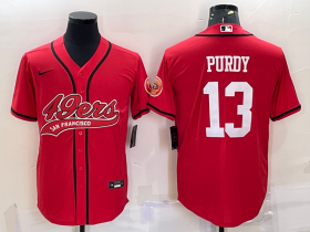 Wholesale Cheap Men\'s San Francisco 49ers #13 Brock Purdy Red With Patch Cool Base Stitched Baseball Jersey