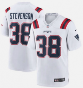 Wholesale Cheap Men\'s New England Patriots #38 Rhamondre Stevenson White Limited Stitched Game Jersey