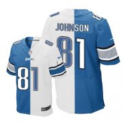 Wholesale Cheap Nike Lions #81 Calvin Johnson Blue/White Men's Stitched NFL Elite Split Jersey