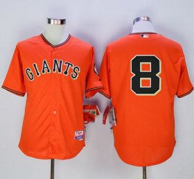 Wholesale Cheap Giants #8 Hunter Pence Orange Old Style \"Giants\" Stitched MLB Jersey