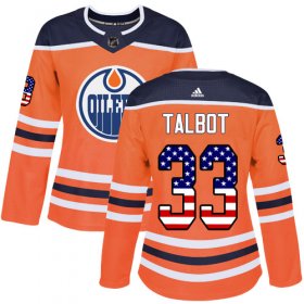 Wholesale Cheap Adidas Oilers #33 Cam Talbot Orange Home Authentic USA Flag Women\'s Stitched NHL Jersey