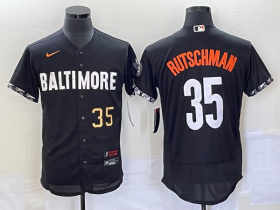 Wholesale Cheap Men\'s Baltimore Orioles #35 Adley Rutschman Number Black 2023 City Connect Flex Base Stitched Jersey