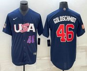 Cheap Mens USA Baseball #46 Paul Goldschmidt Number 2023 Navy World Baseball Classic Stitched Jersey