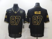 Wholesale Cheap Men's Kansas City Chiefs #87 Travis Kelce Black Gold 2020 Salute To Service Stitched NFL Nike Limited Jersey