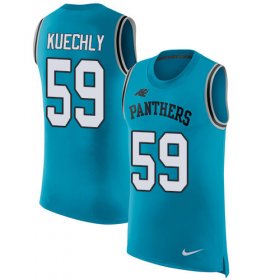 Wholesale Cheap Nike Panthers #59 Luke Kuechly Blue Alternate Men\'s Stitched NFL Limited Rush Tank Top Jersey