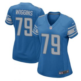 Wholesale Cheap Nike Lions #79 Kenny Wiggins Light Blue Team Color Women\'s Stitched NFL Elite Jersey