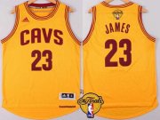 Wholesale Cheap Men's Cleveland Cavaliers #23 LeBron James 2015 The Finals New Yellow Jersey