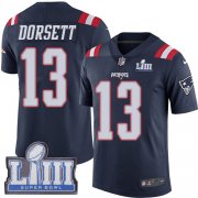 Wholesale Cheap Nike Patriots #13 Phillip Dorsett Navy Blue Super Bowl LIII Bound Men's Stitched NFL Limited Rush Jersey