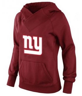 Wholesale Cheap Women\'s New York Giants Logo Pullover Hoodie Red-1