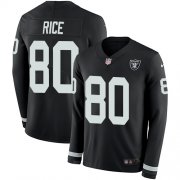 Wholesale Cheap Nike Raiders #80 Jerry Rice Black Team Color Men's Stitched NFL Limited Therma Long Sleeve Jersey