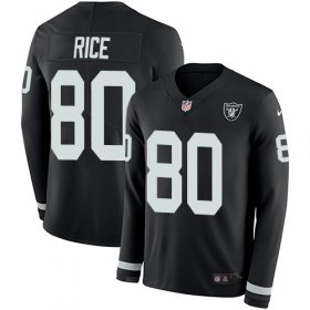 Wholesale Cheap Nike Raiders #80 Jerry Rice Black Team Color Men\'s Stitched NFL Limited Therma Long Sleeve Jersey