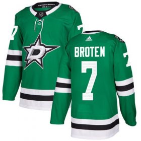 Wholesale Cheap Adidas Stars #7 Neal Broten Green Home Authentic Stitched NHL Jersey