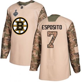 Wholesale Cheap Adidas Bruins #7 Phil Esposito Camo Authentic 2017 Veterans Day Stanley Cup Final Bound Stitched NHL Jersey