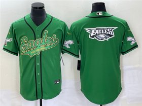 Wholesale Cheap Men\'s Philadelphia Eagles Green Team Big Logo Cool Base Stitched Baseball Jersey