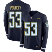 Wholesale Cheap Nike Chargers #53 Mike Pouncey Navy Blue Team Color Men's Stitched NFL Limited Therma Long Sleeve Jersey