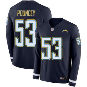 Wholesale Cheap Nike Chargers #53 Mike Pouncey Navy Blue Team Color Men\'s Stitched NFL Limited Therma Long Sleeve Jersey
