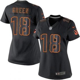 Wholesale Cheap Nike Bengals #18 A.J. Green Black Impact Women\'s Stitched NFL Limited Jersey