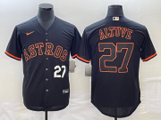 Cheap Men's Houston Astros #27 Jose Altuve Number Lights Out Black Fashion Stitched MLB Cool Base Nike Jersey2
