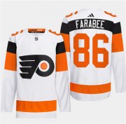 Cheap Men's Philadelphia Flyers #86 Joel Farabee White 2024 Stadium Series Stitched Jersey