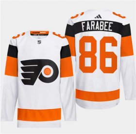 Cheap Men\'s Philadelphia Flyers #86 Joel Farabee White 2024 Stadium Series Stitched Jersey
