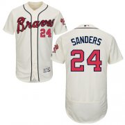 Wholesale Cheap Braves #24 Deion Sanders Cream Flexbase Authentic Collection Stitched MLB Jersey