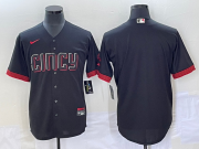 Wholesale Cheap Men's Cincinnati Reds Blank Black 2023 City Connect Cool Base Stitched Jersey