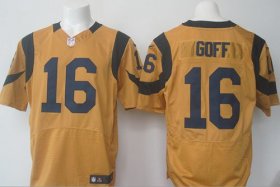 Wholesale Cheap Nike Rams #16 Jared Goff Gold Men\'s Stitched NFL Elite Rush Jersey