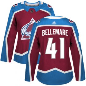 Wholesale Cheap Adidas Avalanche #41 Pierre-Edouard Bellemare Burgundy Home Authentic Women\'s Stitched NHL Jersey
