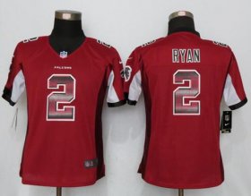 Wholesale Cheap Nike Falcons #2 Matt Ryan Red Team Color Women\'s Stitched NFL Elite Strobe Jersey