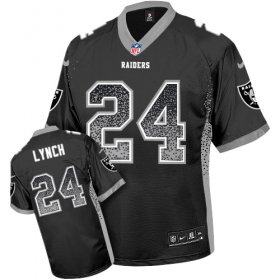 Wholesale Cheap Nike Raiders #24 Marshawn Lynch Black Men\'s Stitched NFL Elite Drift Fashion Jersey